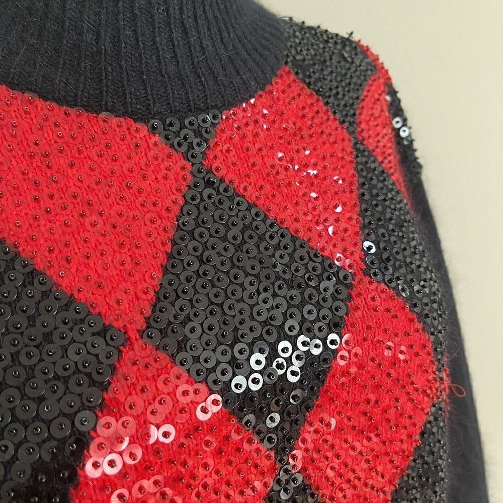 Vintage Ib Diffusion Sequin Argyle Mock Neck Swea… - image 6